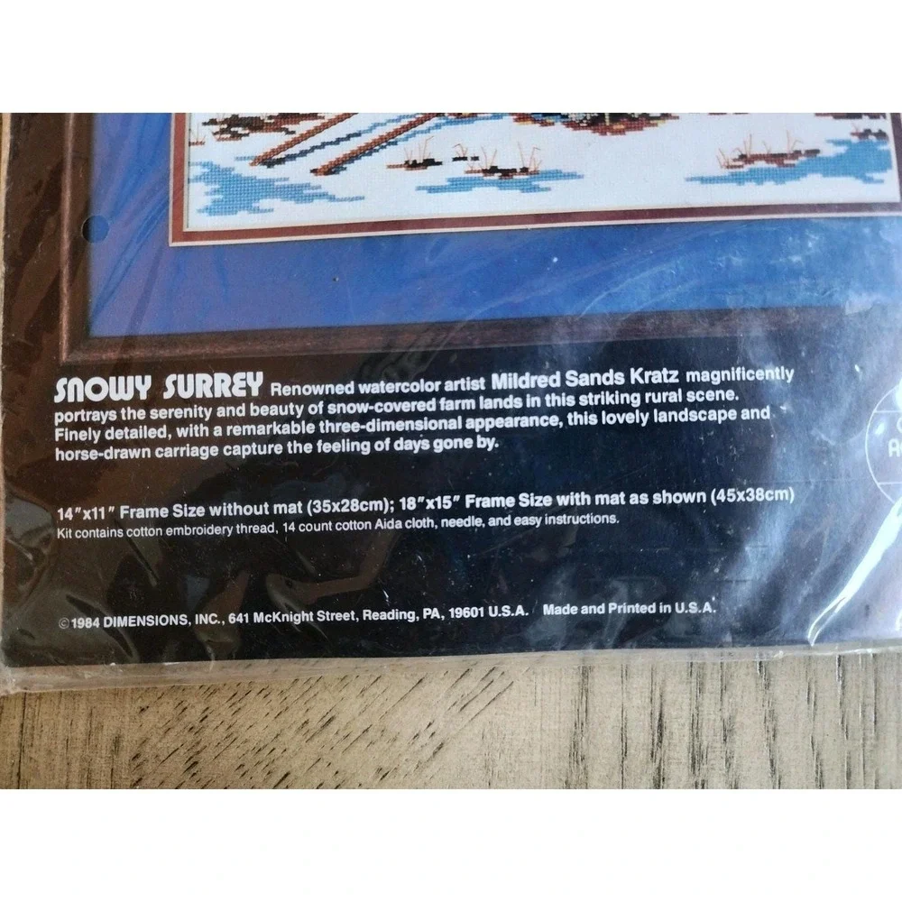 Dimensions Cross Stitch Kit Snowy Surrey Vintage 1984 Country New Crossstitch